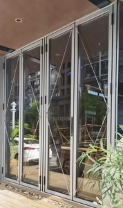 Porta Bifold in Vetro 73-65 Completamente Sigillata con Cerniera Anti-schiacciamento e Protezione dagli Uragani <span class=keywords><strong>per</strong></span> Uso Esterno nei Centri Commerciali - Product Image 2