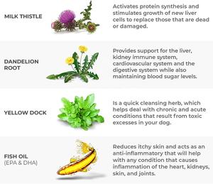 Cardo mariano para <span class=keywords><strong>perros</strong></span> 120 Tabletas masticables Soporte hepático y <span class=keywords><strong>renal</strong></span> para <span class=keywords><strong>perros</strong></span> Soporte hepático con desintoxicación de EPA y DHA para <span class=keywords><strong>perros</strong></span> - Product Image 3