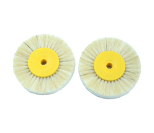 WELL <span class=keywords><strong>CK</strong></span> Dia 80mm <span class=keywords><strong>Dental</strong></span> produkte Gelbe Kunststoff nabe Weiß Brsitle Polier bürsten räder für Labor - Product Image 1