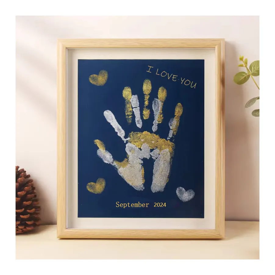 Açık aile Handprint çerçeve aile baskı hatıra renkli DIY sanat çerçeve bebek el izi aile