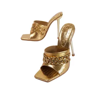 2021 Spring new gold color shoes girl mule shoes women of footwear vendors in cheng du