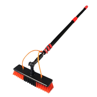 Kit de perche télescopique robuste en fibre de verre écologique non conductrice pour nettoyage de vitres, avec poignée de 6 m et brosse supportant une charge de 35 kg