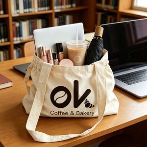 Bolsa de Tela Personalizada con Estampado de Letras Blancas, Reutilizable, con Cierre de Cremallera, para Llevar Compras y Viajar - Product Image 3