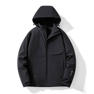Chaqueta de Invierno para Hombre, Resistente al Viento, con Forro Interior, Estilo Workwear, Color Gris Hierro, Negro Oscuro, Color Sólido en Contraste - Product Image 2