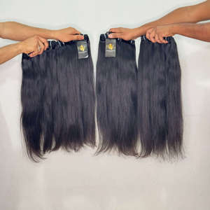 Extensions de cheveux naturels indiens lisses, cheveux humains bruts bouclés cambodgiens avec cuticules alignées, fournisseur de cheveux avec cuticules alignées - Product Image 1