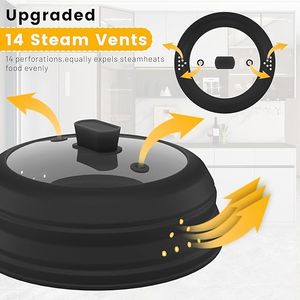 Couvercle anti-éclaboussures pour micro-ondes de 9 pouces, pliable, en silicone, avec plaque en verre pour protéger les aliments des éclaboussures, 9 pouces - Product Image 4