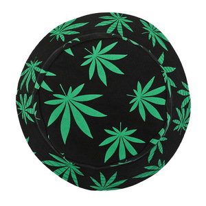 Women's Fisherman Hat Black Green Maple Leaf Print Summer Sun Protection Breathable Outdoor Hat - Product Image 1