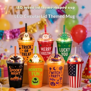 แก้วหลอดดูดพลาสติก PP ลายการ์ตูนแพนด้า ขนาด 12 ออนซ์ พร้อมไฟ LED ดีไซน์ใหม่ เป็นมิตรกับสิ่งแวดล้อม เหมาะสำหรับเด็ก ใช้ในวันฮาโลวีน วันเกิด และวันคริสต์มาส - Product Image 3