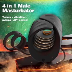 Mainan Seks Elektrik 3-in-1 Bentuk Cangkir Pesawat dengan Fungsi Getar, Kontrol Jarak Jauh via Aplikasi Pintar, Silikon, 2 Cincin, Cangkir Masturbasi Pria - Product Image 3