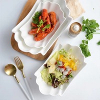 Assiette à salade en céramique Simple de couleur unie de forme irrégulière