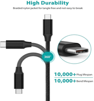 Cable de Datos Tipo C 3.2 Gen2 20Gbps 4K 240W 5A 3.1 Carga Rápida, Cable USB C a USB C de Nailon Trenzado Personalizado de Fábrica, 1m 2m 3m