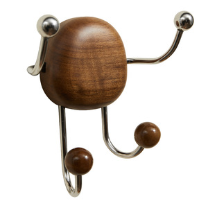 Walnut Wood Vintage <b>Coat</b> Hooks Suction Cup No Drill Easy Installation Home Use Hat And <b>Robe</b> Hanger - Product Image 5