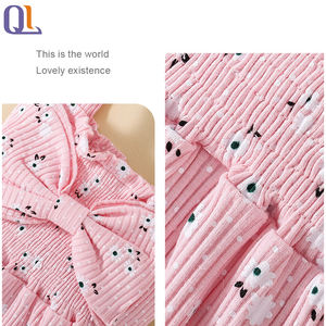 ชุดรอมเปอร์เด็กผู้หญิงแบบมีสายรัด ลายดอกไม้ น่ารัก แขนกุด แต่งระบาย สำหรับเด็กแรกเกิด ชุดคลาน สายรัดโบว์ กางเกงขาสั้น - Product Image 3