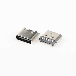 Micro <span class=keywords><strong>Type</strong></span>-C Nữ kết nối 6pin jack sạc cổng ổ cắm dọc SMT thép không gỉ nhà ở đồng liên hệ với cho điện - Product Image 1