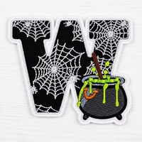 Parche Termoadhesivo Bordado Personalizado con Letra W, Diseño de Telaraña de Halloween, Insignia con Logotipo para Ropa Urbana, Chaquetas y Prendas