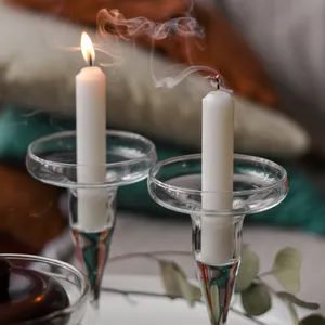 Reihey透明灯烛台散装，用于餐桌摆件和婚礼装饰