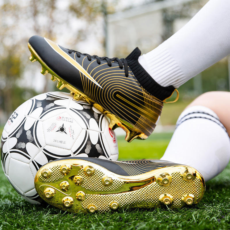 Gold Plated Sole Football Cleats Shoes for Men Kids