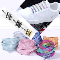 Lacets de chaussures plats élastiques multicolores sans nœuds, lacets de chaussures de sport scintillants, lacets de baskets