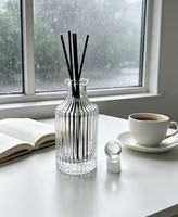 Bouteille diffuseur à roseaux en verre côtelé de 250 ml avec bouchon, récipient vide pour parfum, pour la décoration intérieure