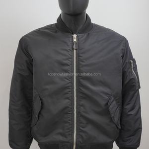 Chaqueta Bomber Topshow para Hombre, Negra, Corta, de Nailon, Cortavientos, con Bolsillo - Product Image 4