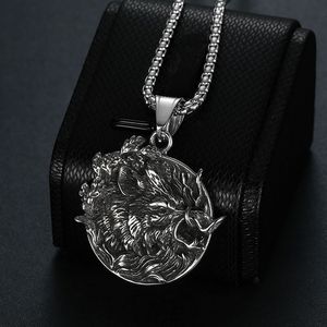 Collier pendentif tête de sanglier Viking en acier inoxydable pour hommes, chaîne à thème animalier nordique Odin, bijoux cadeau 3mm 61cm - Product Image 2
