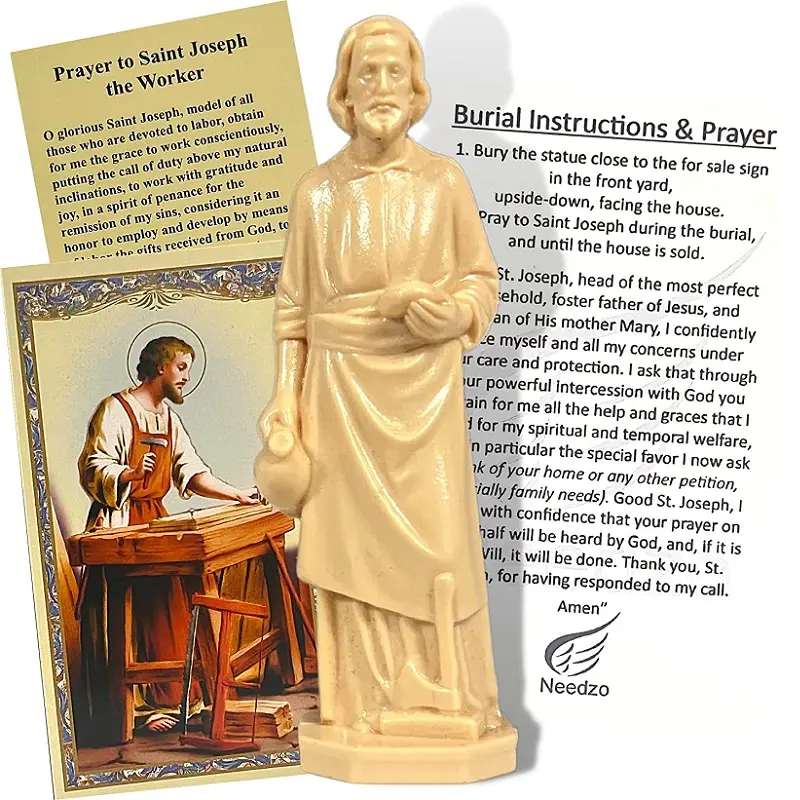 שרף מלאכות דתי מתנות 3.5 אינץ Saint יוסף פסל בית מוכר ערכת עם תפילת כרטיס והוראות
