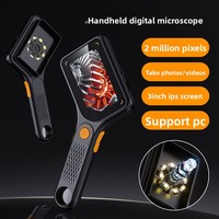 3Inches Handle Rectangle Magnifier HD Portable 500x Magnification Rechargeable Microscope With Illuminated Led Lights