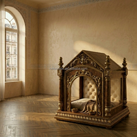 [OEM/ODM] Lit à baldaquin de luxe néoclassique en bois de palissandre, cadre de lit King Size pour projets de mobilier d'hôtels 5 étoiles et villas