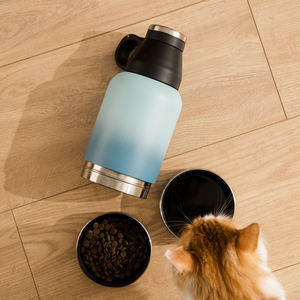 Botol air baja tahan karat 3 in 1 32 oz baru botol air anjing fungsional botol air anjing dengan mangkuk air dan makanan yang dapat dilepas - Product Image 6