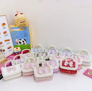 Prinzessin Little Fragrance Trendy Kinder handtasche Nette Blume Umhängetasche Perle Zubehör Knopf verschluss Mode für Mädchen - Product Image 1