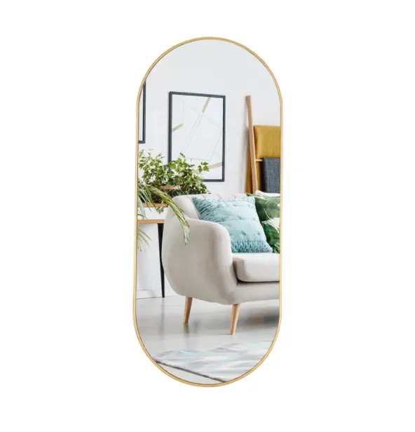 Gewölbter Wand spiegel in voller Länge für die Inneneinrichtung, ovaler Metallrahmen boden Ganzkörper-Kosmetik spiegel