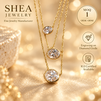 Collier pendentif en diamant de laboratoire taille ovale 0,5-3 carats avec options de taille de sertissage personnalisées, en or jaune massif 10K/14K/18K, certifié IGI VS VVS