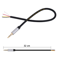 Lot de 2 câbles audio TRRS 4 pôles stéréo avec prise mâle 3,5 mm vers fil nu à extrémité ouverte, pour réparation de câble de casque et de microphone