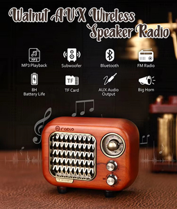 Vofull 928 retro bằng gỗ Bluetooth Loa đài phát thanh xách tay FM MP3 Máy nghe nhạc loa siêu trầm AUX TF - Product Image 6