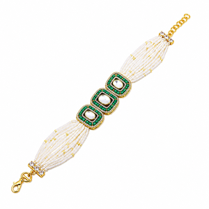 Elegant 925 Silver Modern <b>Bracelet</b> with White Beads and Moissanite Traditional Indian Handcrafted Jewelry for Women Gift - Product Image 2