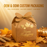 Boîtes personnalisées pour la récolte d'automne avec feuille d'or cuivré, boîtes à friandises carrées en kraft avec nœud, vente en gros en vrac directe usine OEM