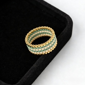 Namayo Women's Zambia Origin Miyuki Beaded Hand Woven 18K Gold Plated Boho <b>Statement</b> <b>Ring</b> - Product Image 2