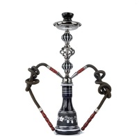 Chicha de luxe en acier inoxydable avec 2 tuyaux, base en verre dépoli, type droit, accessoire pour fumer la chicha