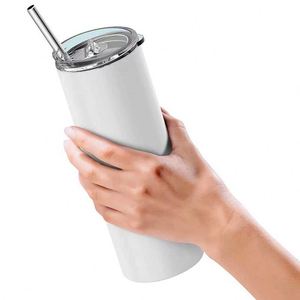 20oz Sublimation Car Tumbler Slim Stainless Steel Insulated <b>Beer</b> Cup Car Travel Tumbler with Straw - Product Image 1
