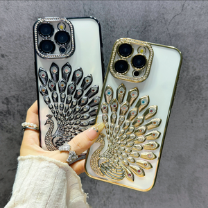 Chất lượng cao <span class=keywords><strong>TPU</strong></span> chống sốc không thấm nước kim cương máy ảnh mạ điện Peacock mô hình điện thoại trường hợp đối với <span class=keywords><strong>iPhone</strong></span> 17 Pro Max bao da - Product Image 3