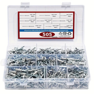 Baiguluo Aluminum Blind Rivets 505pcs Assortment Kit Round Head Open Type Rivet Set For Metal Repair And Assembly - Product Image 1
