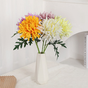 Flores artificiales de crisantemo de plástico, adorno decorativo de alta simulación para el hogar, sala de estar, entrada, accesorios de fotografía - Product Image 2