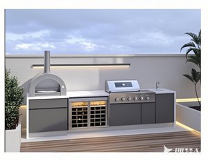 Set da cucina da esterno in acciaio inox moderno Design resistente alle intemperie con stile europeo e accessorio per lavello