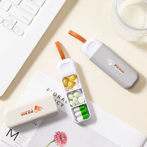 <b>Pill</b> <b>Box</b> Mini Portable <b>Pill</b> Dispenser 3 Grids Gray Off White ABS Material For <b>Daily</b> Use Travel Storage Case - Product Image 5