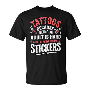 Camiseta con estampado de tatuajes: Porque ser adulto es difícil, ropa promocional - Product Image 2