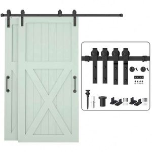 Porte de grange pliante en bois massif de haute qualité WEKIS, design moderne, noir mat, capacité de 200 lb, garantie de 3 ans, isolation acoustique latérale - Product Image 1