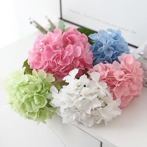 Fleurs d'hortensia artificielles en caoutchouc souple, impression 3D haute simulation, décoration intérieure, accessoires de mariage - Product Image 1