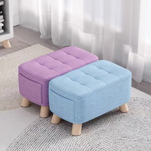 Fabric Stool Home Shoe Changing Ottoman Living Room Sofa <b>Footstool</b> Solid Wood Childrens Seat Square Design For Adults And Kids - Product Image 1