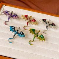 Broche animale créative en émail dégoulinant d'huile avec zircone cubique Broches Dragon Funky Pin Badge Bijoux pour femmes