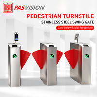 Sistem Kontrol Akses Gerbang Putar Pengenal Wajah PASVISION, Gerbang Putar Kecepatan Tinggi untuk Masuk dan Keluar dengan Penghalang Lipat